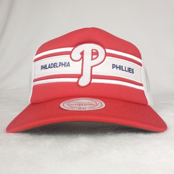 Philadelphia Phillies Mitchell & Ness MLB Trucker Hat Cap Embroidery Art Red NWT - Picture 2 of 8